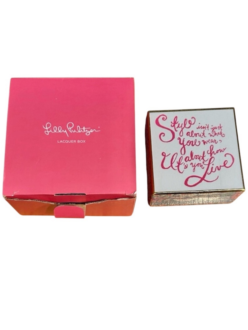 Lilly Pulitzer Jewelry Trinket Lacquer Box Print Style It’s About How You Live‎
